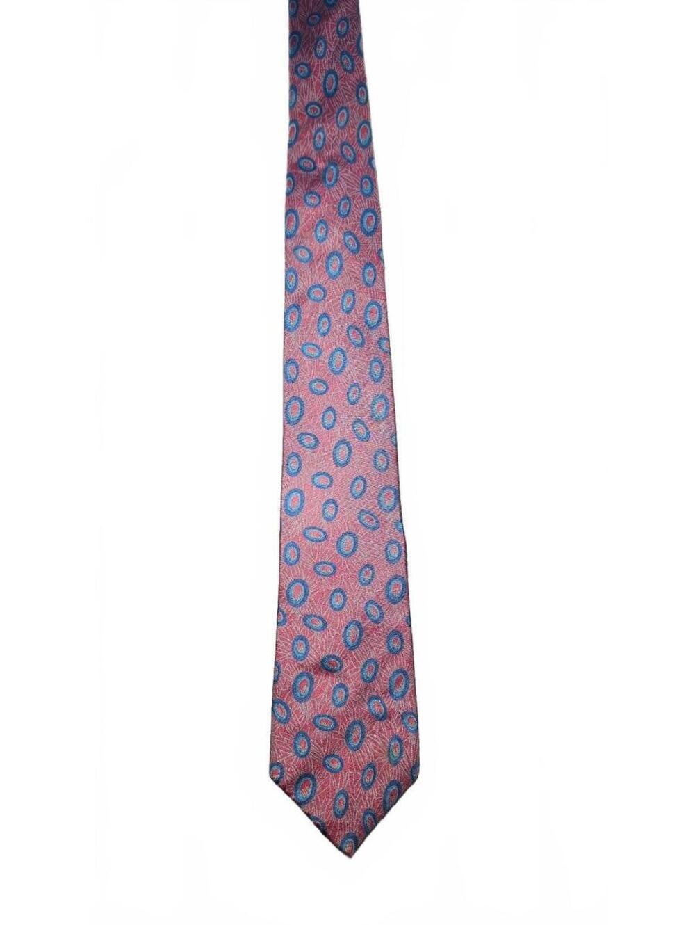 Envoy Silk Tie in Burgundy with Blue Oval Pattern